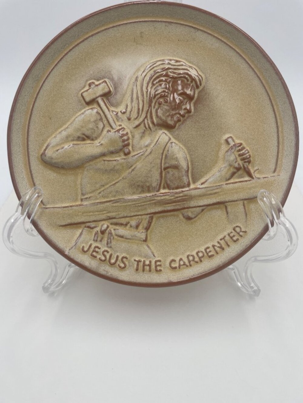 Frankoma 1972 "Jesus The Carpenter" Plate Youth For Christ Campus Life Collectib